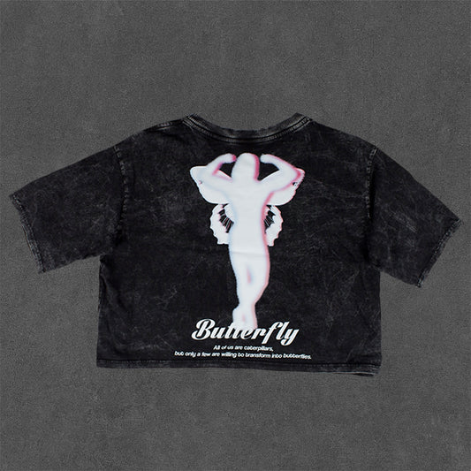 Camiseta Corta Overize Butterfly "Mujer"